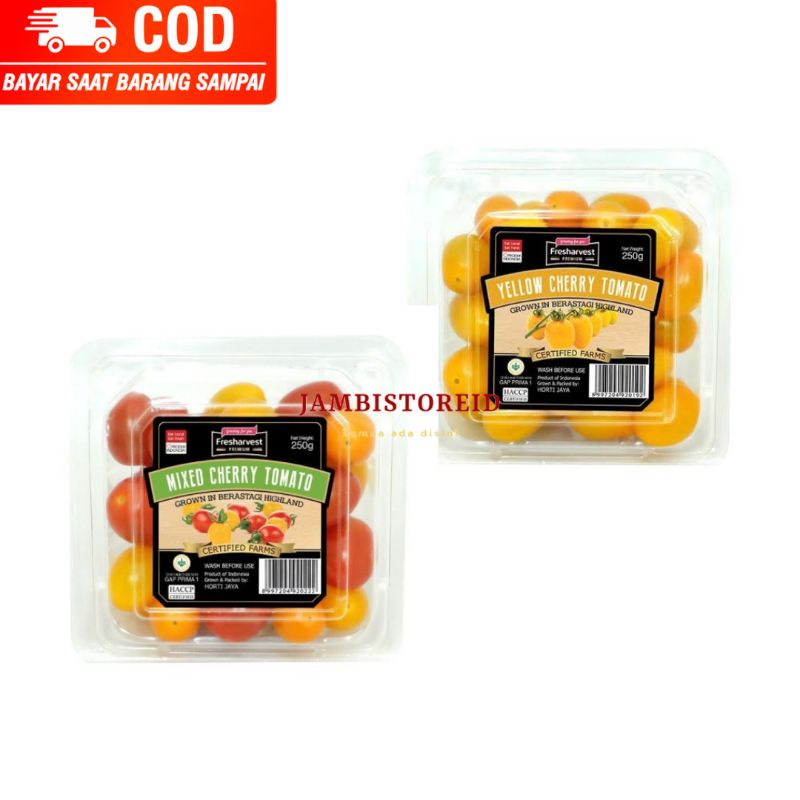 

(JAMBISTOREID) KHUSUS KOTA JAMBI JANGAN DIPESAN SEBELUM KONFIRMASI Yellow and Mixed Cherry Tomato 250gram Fresh 1Pack Fresharvest Buah Tomat Ceri Mini Kecil Jambi
