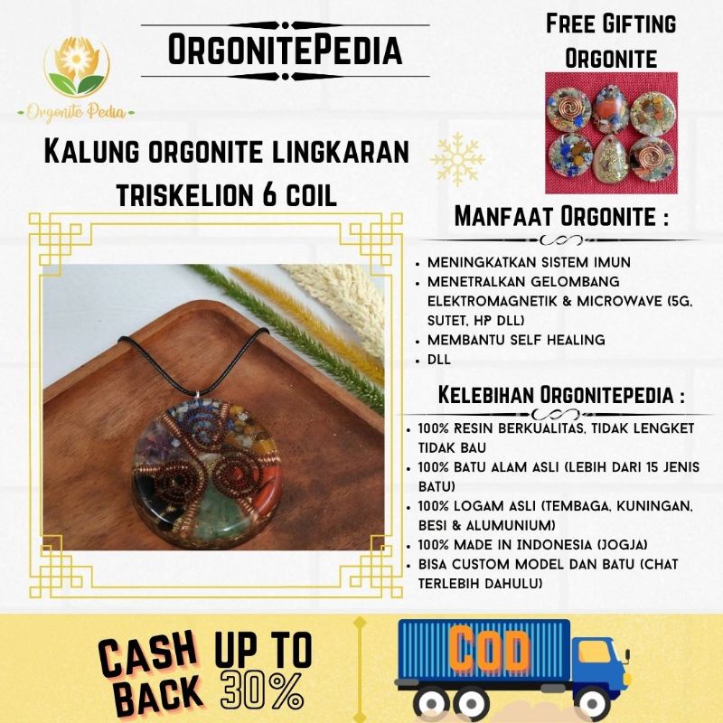 Kalung Kesehatan Orgonite Lingkaran Triskelion Tensor Ring Emf Protection