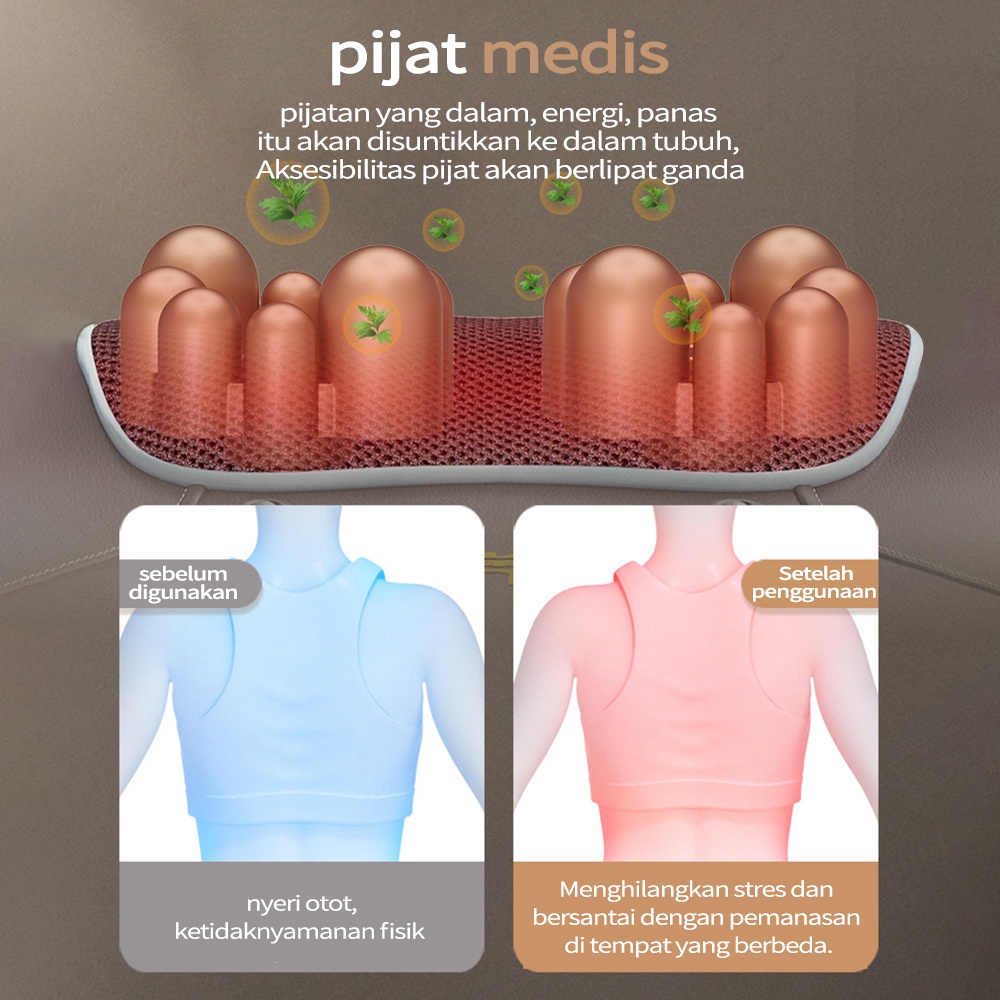 BENBO Pijat Bahu Dan Tulang Belakang Leher Multifungsi Bantal Pijat Elektrik  Alat Pijat Punggung (Dengan jalur penghubung mobil)