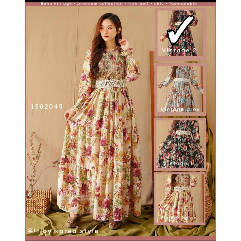 Gamis YUNA SMOCK Ceruty Premium Import