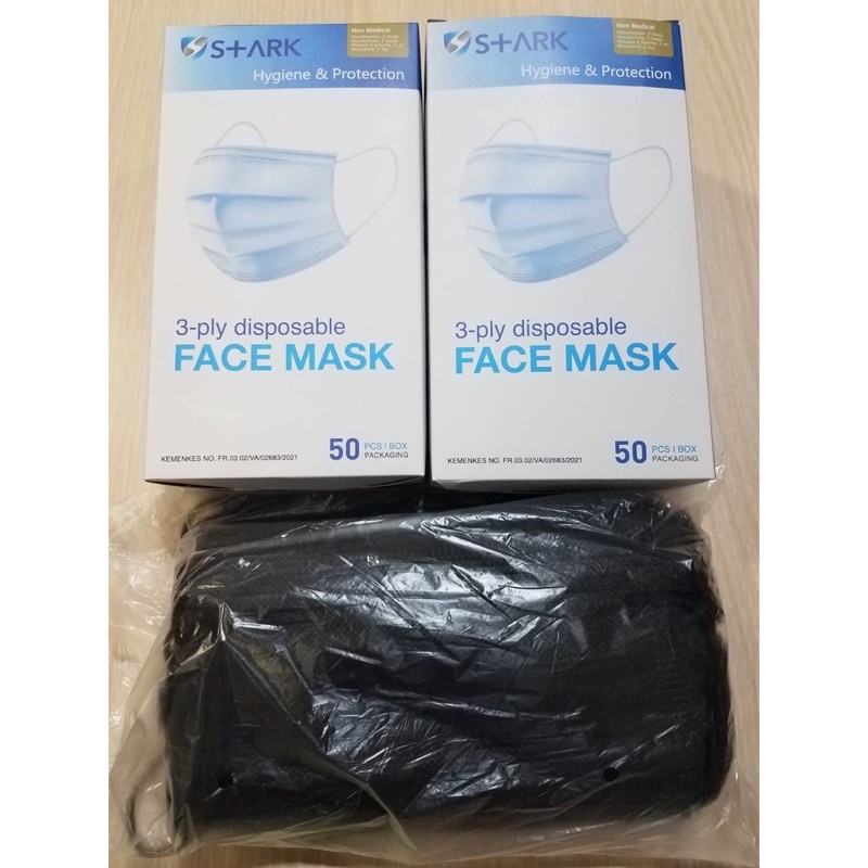Masker S+ARK 3ply Disposable Surgical Face Mask Earloop 1 Box isi 50pcs