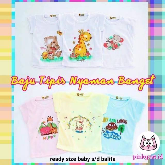 (Bisa COD) Tshirt Tee Kaos Baju Tipis Anak Rumahan Baju Bayi Baju Rumah Anak Kaos Tipis Anak Murah