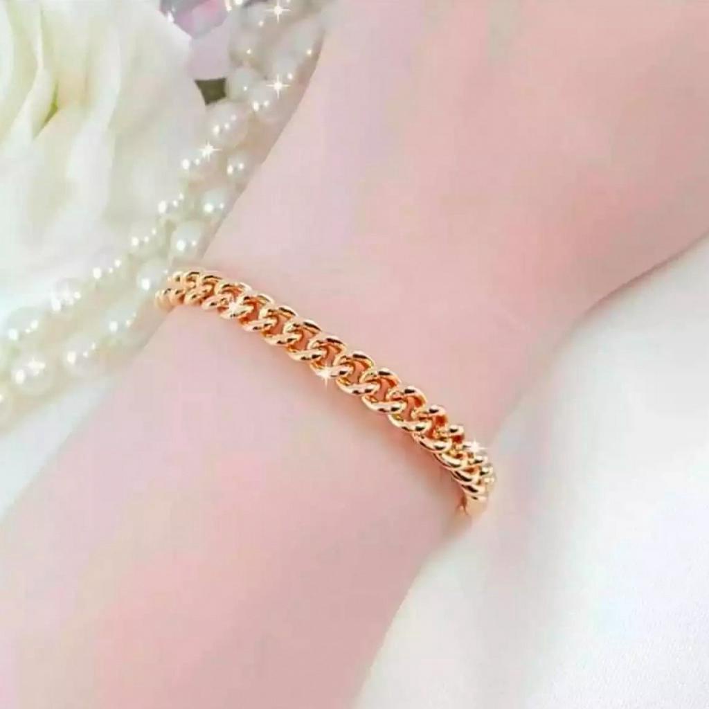 Gelang Xuping Perhiasan Wanita Model  Rantai  Gold Cantik Menawan Titanium Fashion Model Korea Perhiasan Bahan Koin Lama