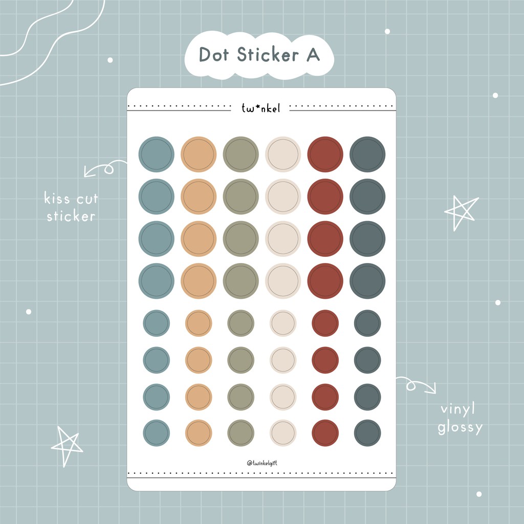 

[STICKER] Dot Sticker - Deco Bujo Journal Planner Sticker - Kisscut Sticker