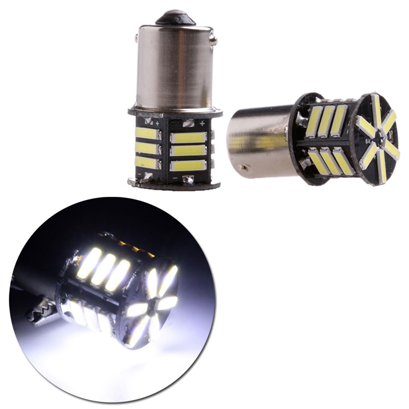 Cre 2pcs Bohlam LED Canbus No Error BA15S 1156 7506 P21W Warna Putih Untuk Lampu Mundur Mobil