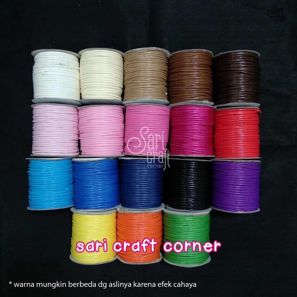 per mtr - Tali Kilap / Korea - Korean Waxed Cotton Cord - Hitam 3mm