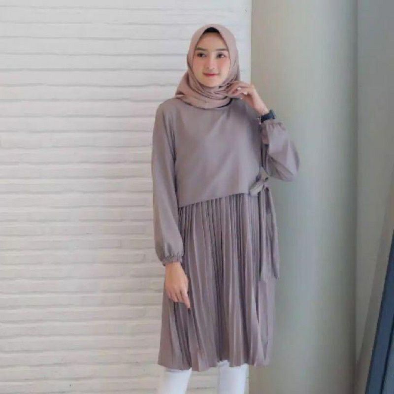 [ BISA COD ] TUNIK INES PLISKET FIT TO L