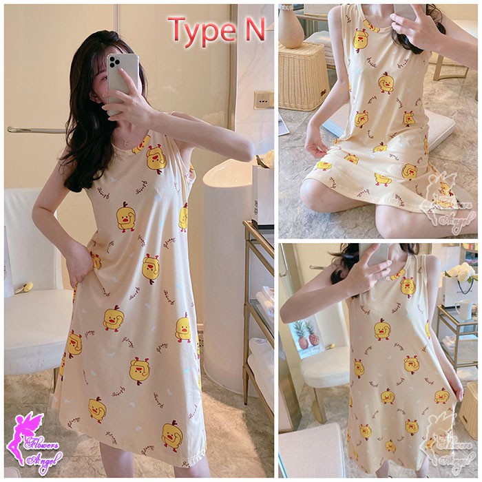 Daster Kaos Murah Tanpa Lengan Wanita Sexy Sleepwear-N