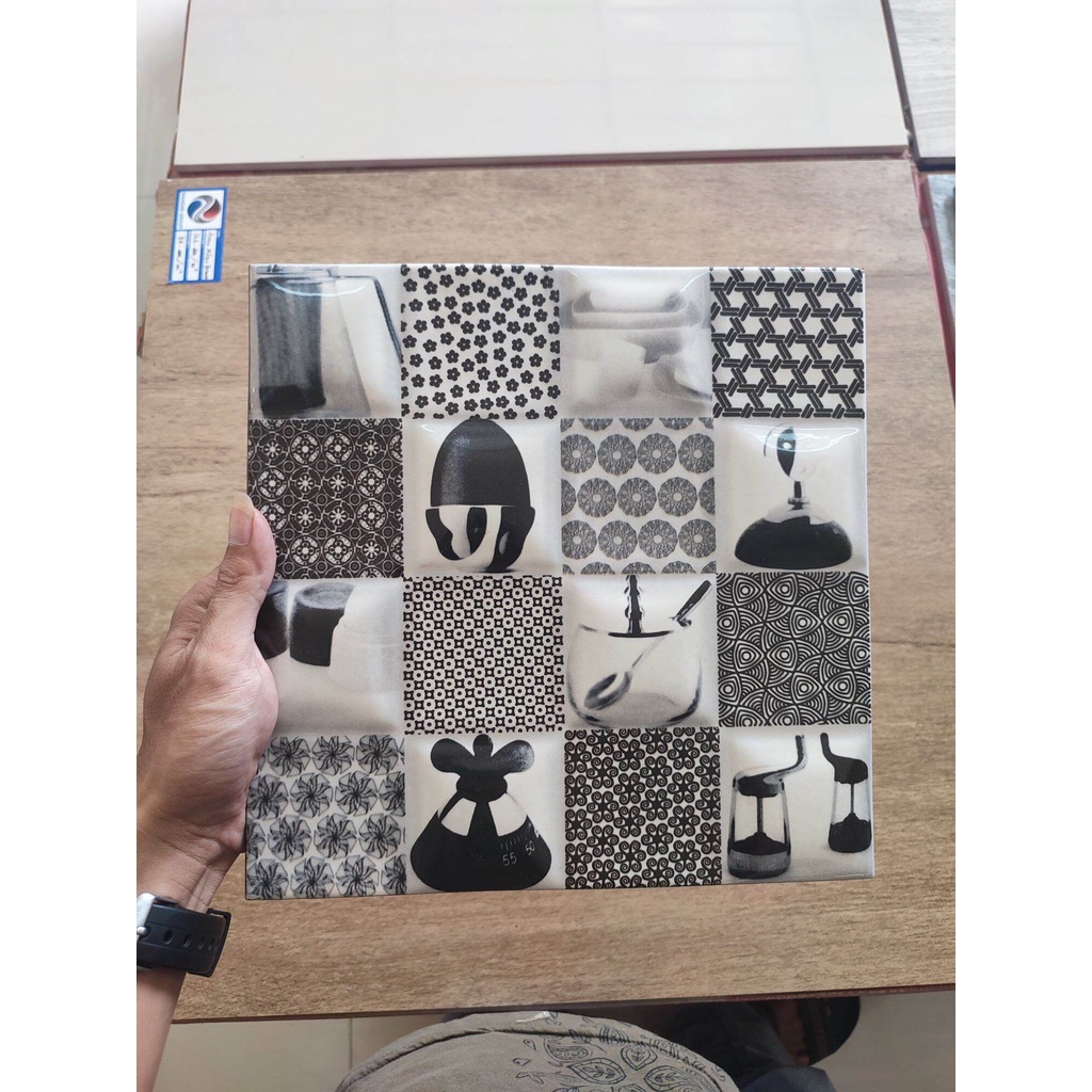 Keramik lantai 25x25 FS 2506 Nero black / centro / Embos