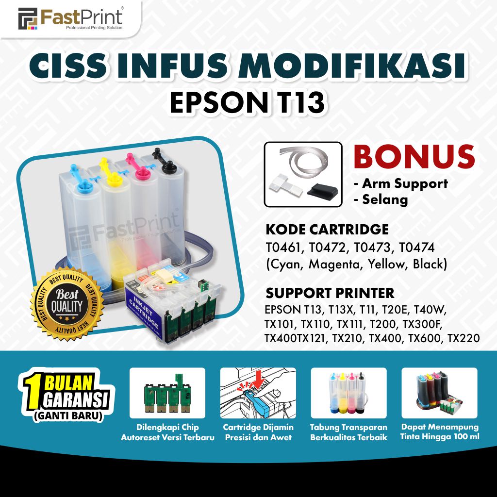 Jual Ciss Infus Modifikasi Epson T11 T13 T13x T20e T40w Tx101 Tx110 Tx111 Tx121 Tx200 Tx210 73n 2305