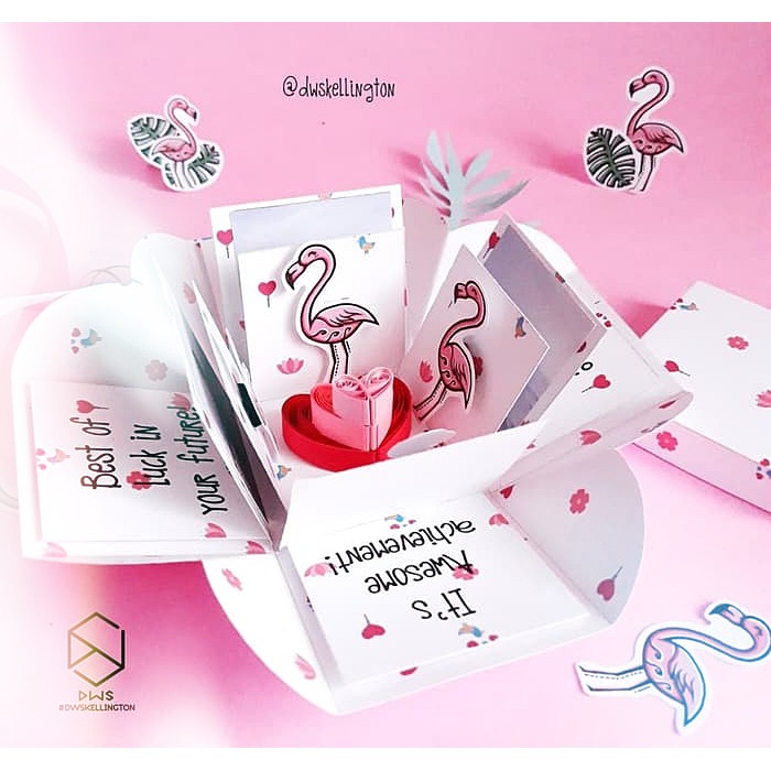 

Exploding Box Hadiah Unik Pacar Anniversary FLAMINGO Explosion Box Love Couple Ulang Tahun