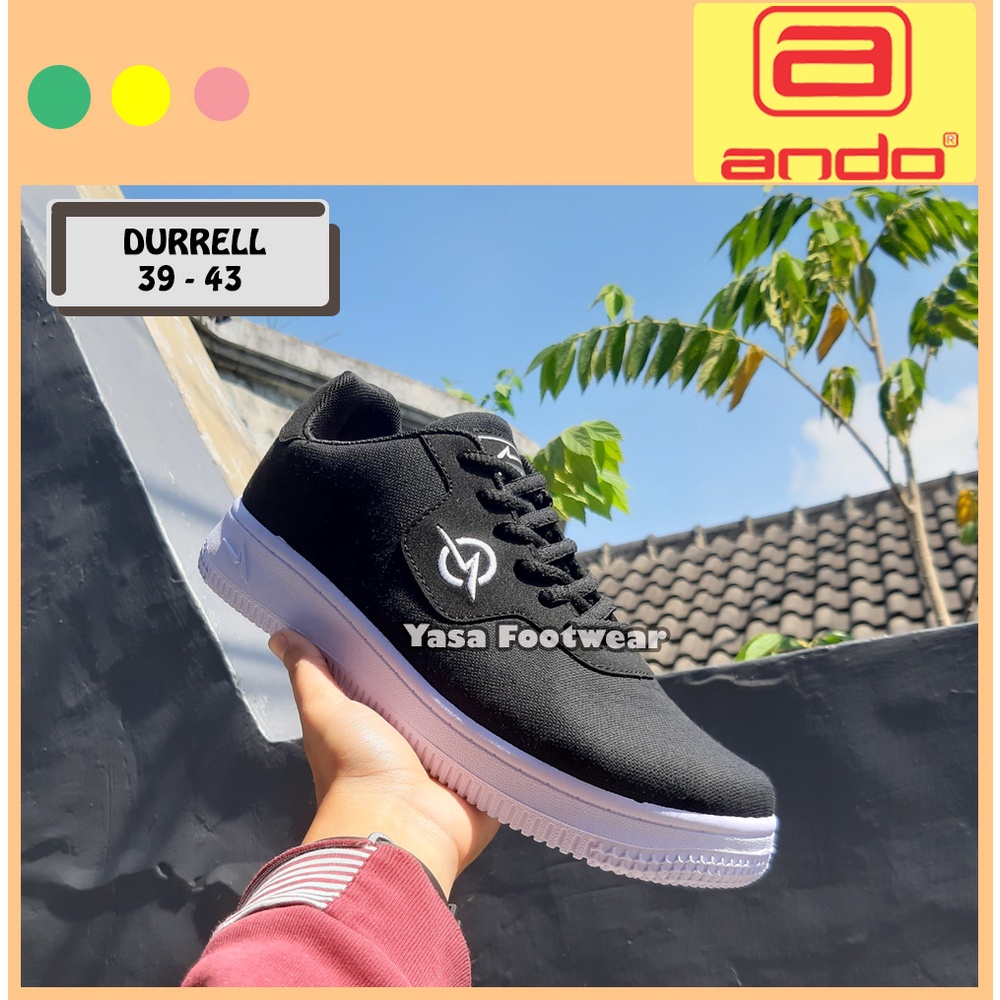 Yasa Footwear - Sepatu Pria ANDO DURRELL 39-43 /Sepatu Sekolah Hitam /Sneakers /Sepatu Keren /Sepatu