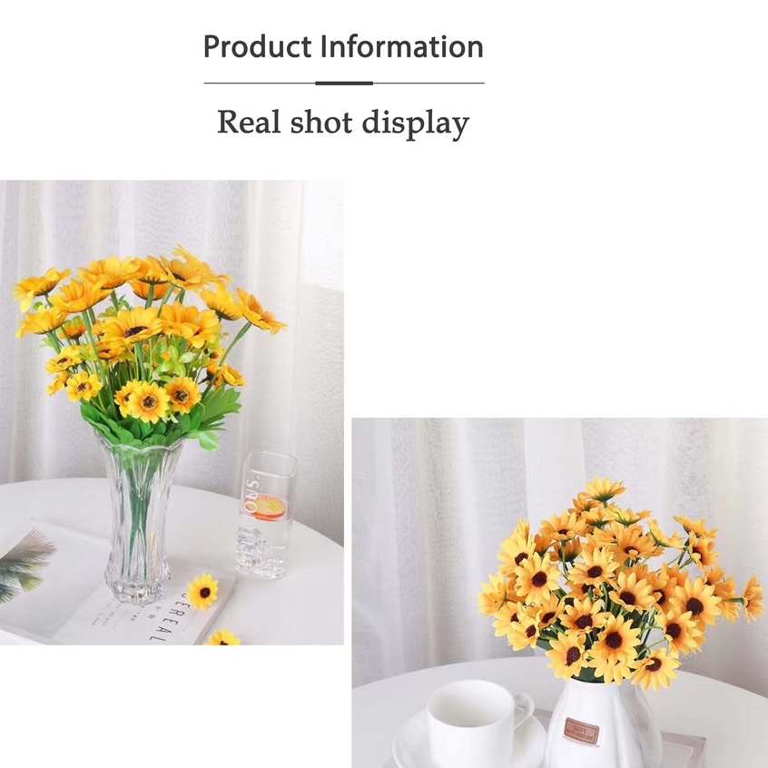 Bunga matahari palsu bunga matahari plastik Sun flower palsu Artificial Flower Sun Flower bunga palsu plastik matahari yellow tangkai hiasan dekor bahan sintetis  Aksesoris buatan meja pernikahan