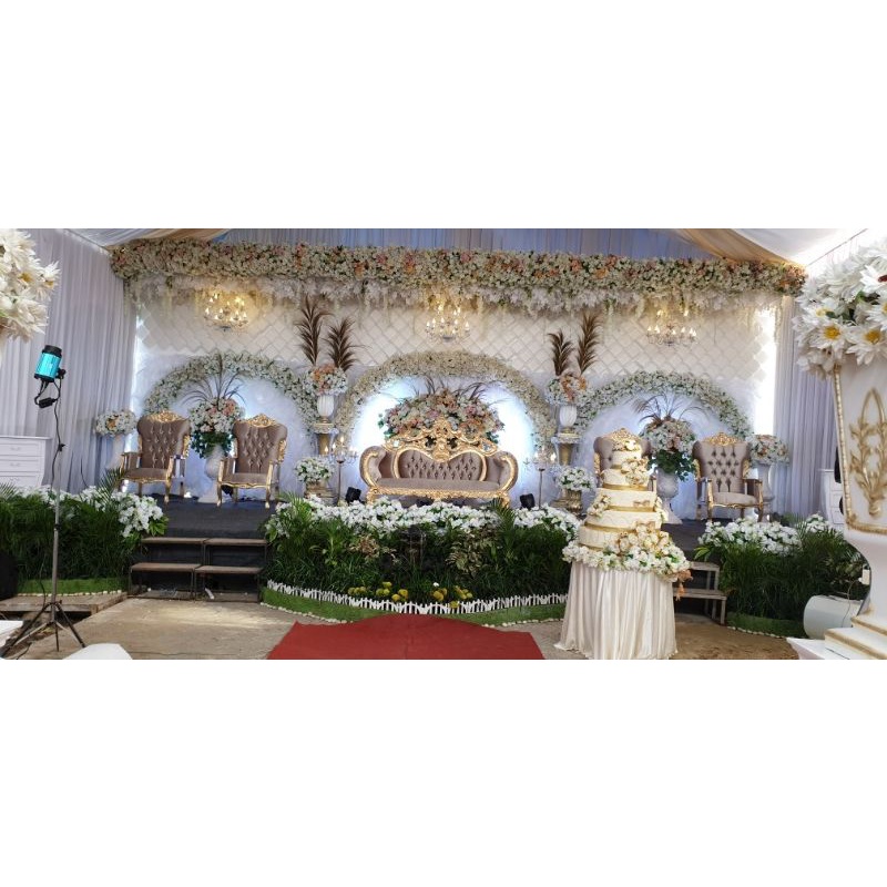 kursi pelaminan kayu jati bahan kain oscar