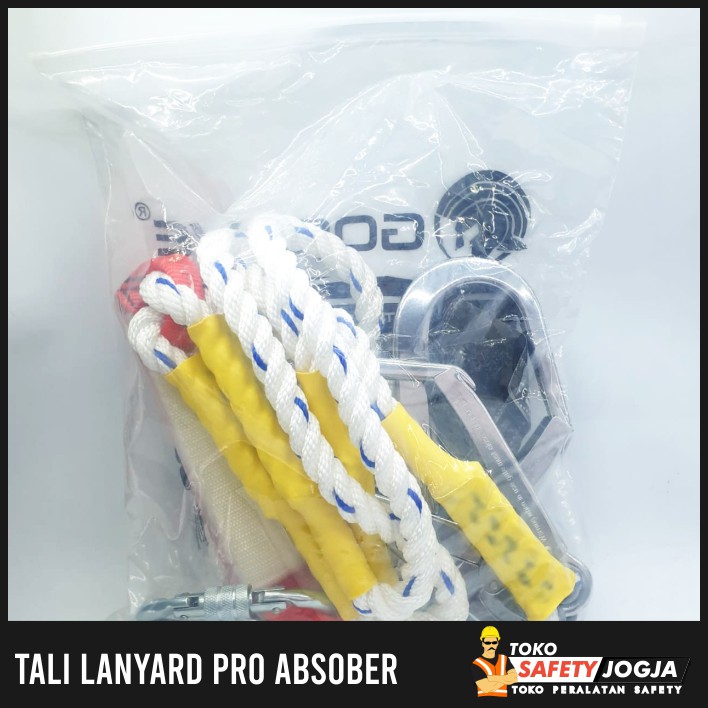 LANYARD PRO ABSORBER DOUBLE BIG HOOK GOSAVE HARNESS SAFETY BELT