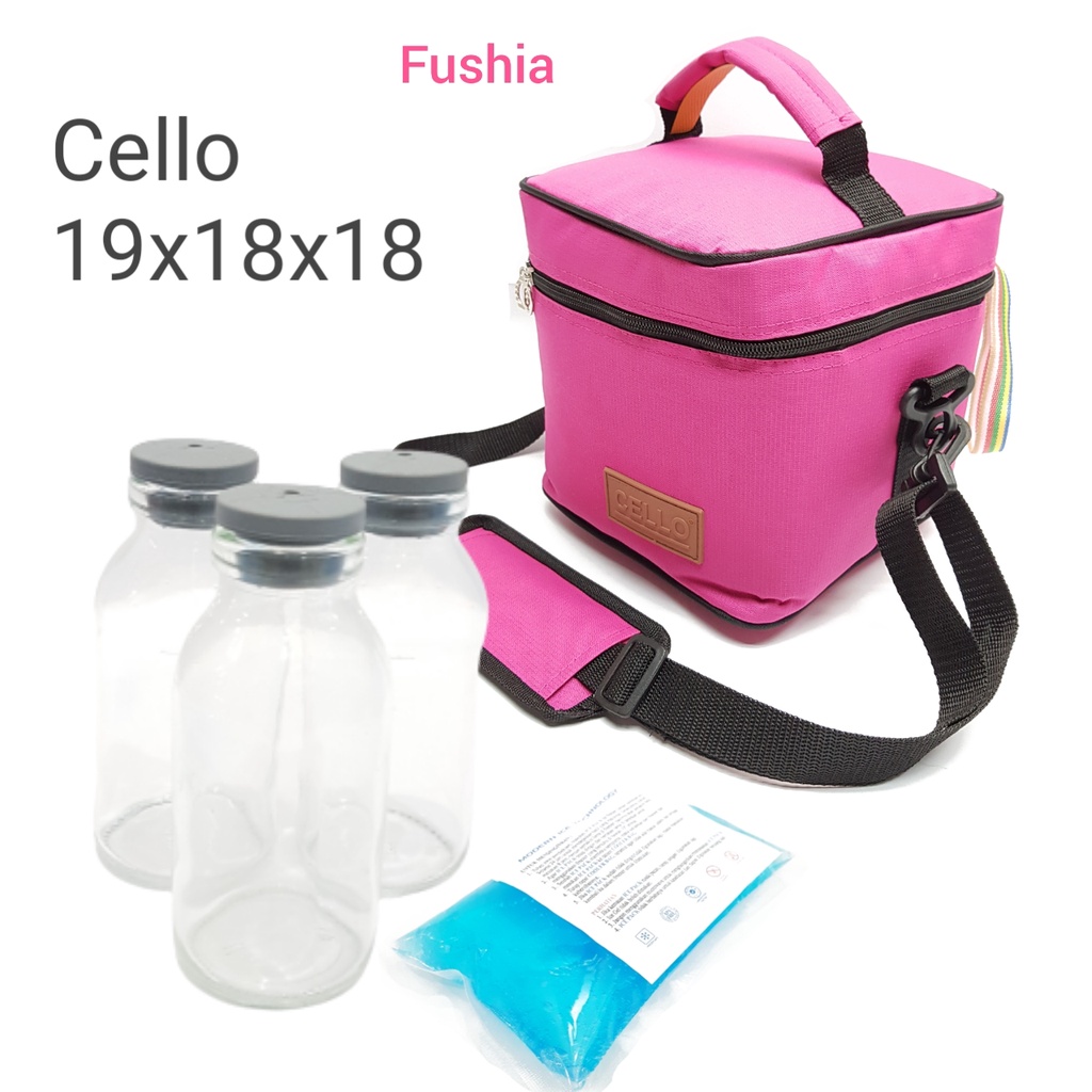 (TAS+3BTL+1 GEL ) CELLO Cooler Bag 19X18X18 CM / TAS PERLENGKAPAN BAYI / TAS BAYI