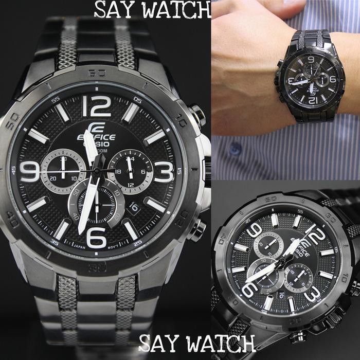 HEMAT JAM TANGAN PRIA CASIO EDIFICE EFR-538 BK FULL BLACK ORIGINAL BM 