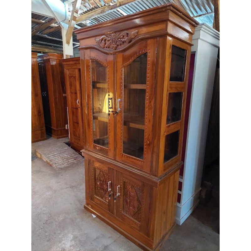 [[PROMO]] LEMARI HIAS 2 PINTU// LEMARI KACA + LACI