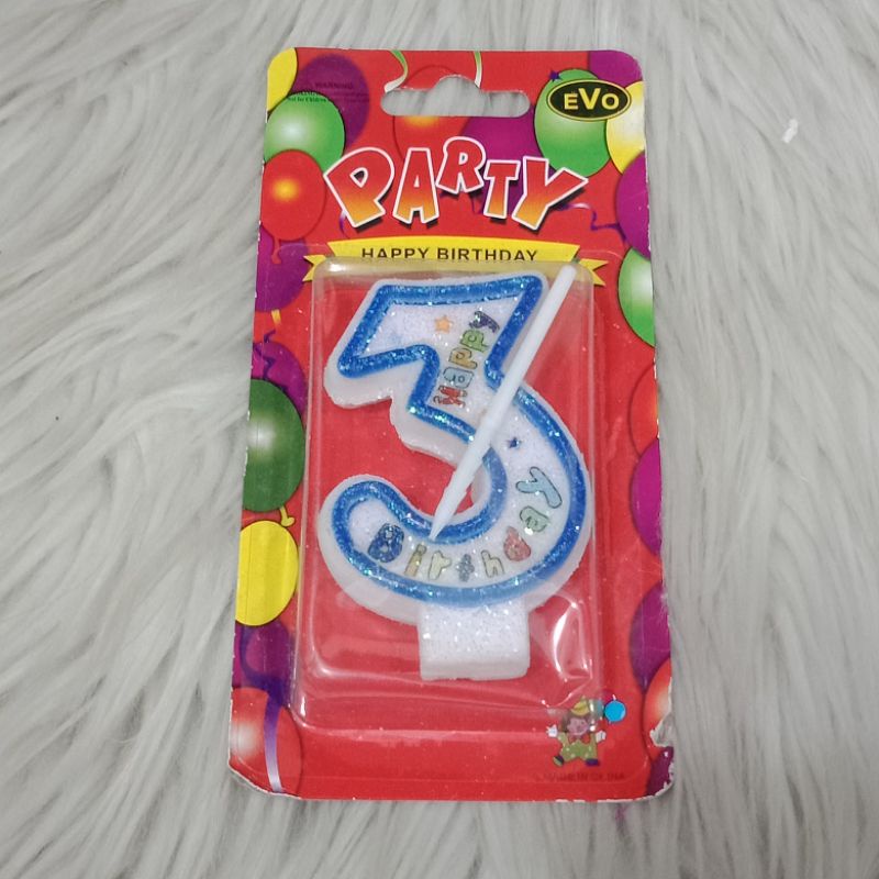 lilin ulang tahun glitter biru angka 3