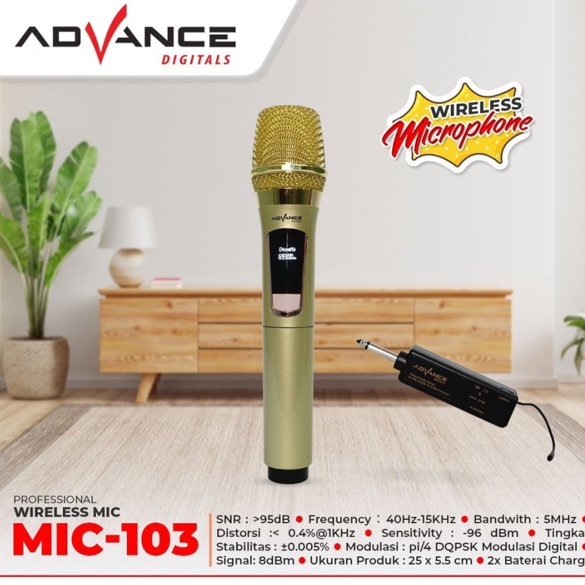 [PROMO HEBOH]MICROPHONE WIRELEES ADVANCE MIC-103 MIC VOCAL/MIC TANPA KABEL KUALITAS TERBAIK