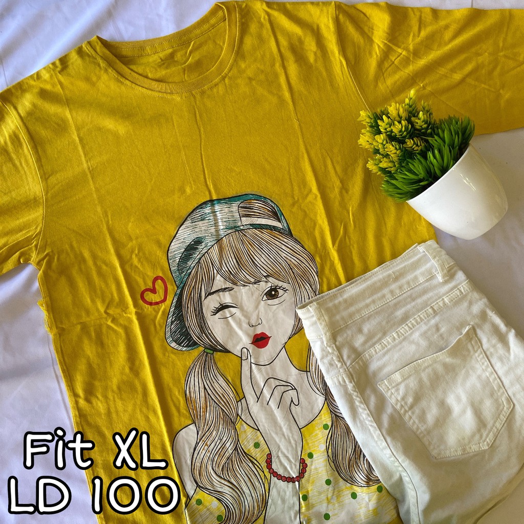19647 - Kaos Cewek Lengan Panjang Fit XL Tshirt Tumblr Tee Baju Atasan Wanita ABG Remaja Dewasa