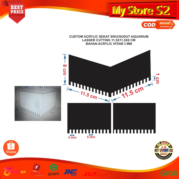 CUSTOM ACRYLIC SUDUT SIKU AQUARIUM - LASSER CUTTING