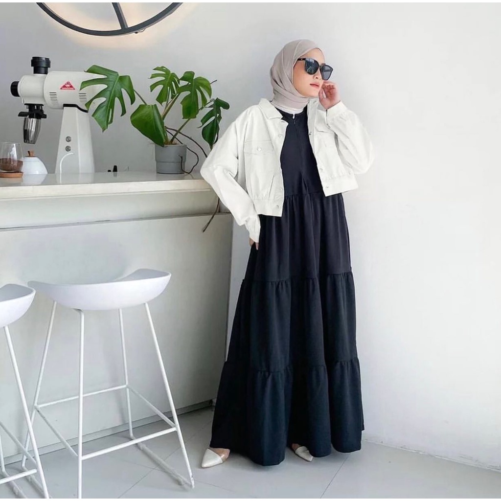 DRESS INNER OUTER STEFFA JUMBO Span Rajut Tanpa Lengan Tangan Panjang BUSUI FRIENDLY Sleeve Hijab PR