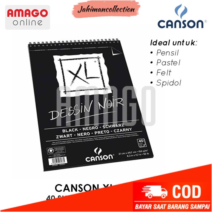 

✨ BISA COD ✨ CANSON XL - BLACK - 40 SHEETS - A4 - 150G (ALBUM) - 400039086