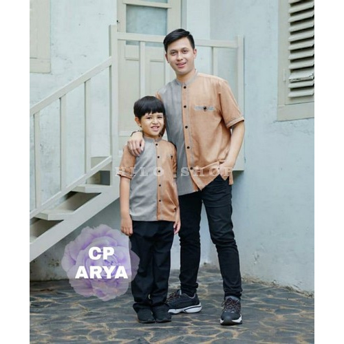 Baju Atasan Koko Couple Ayah Dan Anak Nibras Coklat Nkc 01 Dan Nk ZW815 Couple Koko Arya Coksu [0121