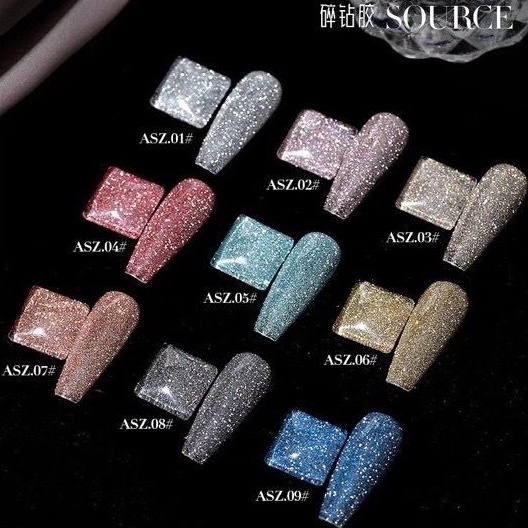 AS ASZ Glitter Nail Gel Polish 15ml / Kutek Gel AS Glitter / Glitter Gel Polish / Glitter Gel Polish AS ASZ