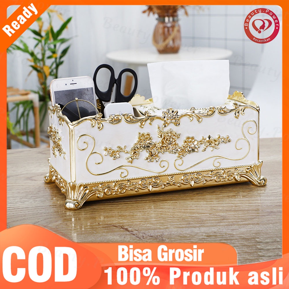 Tempat Tissue Klasik / Tempat Tissue Emas / Kotak Penyimpanan Multifungsi