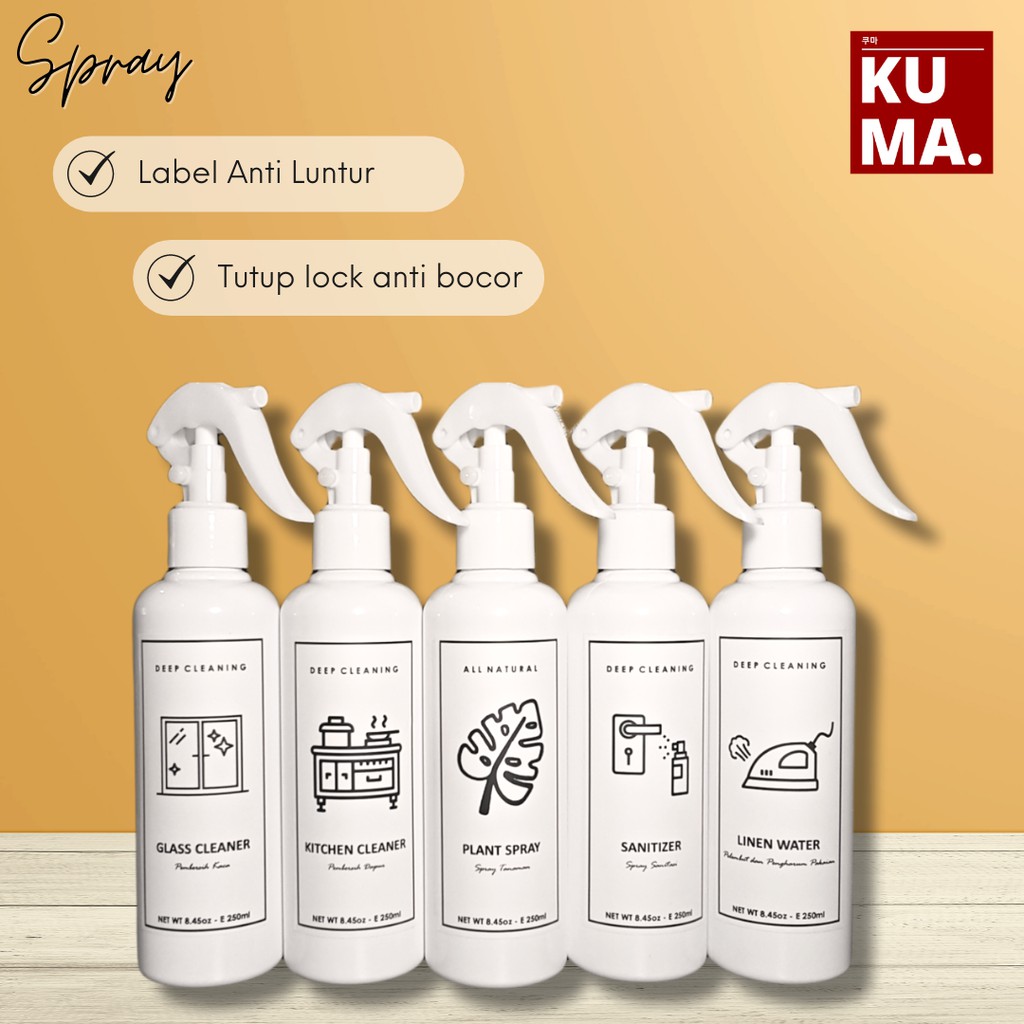 BOTOL SPRAY ISI ULANG HDPE PUTIH 250ML RAPIKA SETRIKA BAJU , PEMBERSIH JENDELA , SANITIZER AESTHETIC REFILLABLE | botol HDPE Spray Putih Isi ulang untuk spray sanitizer