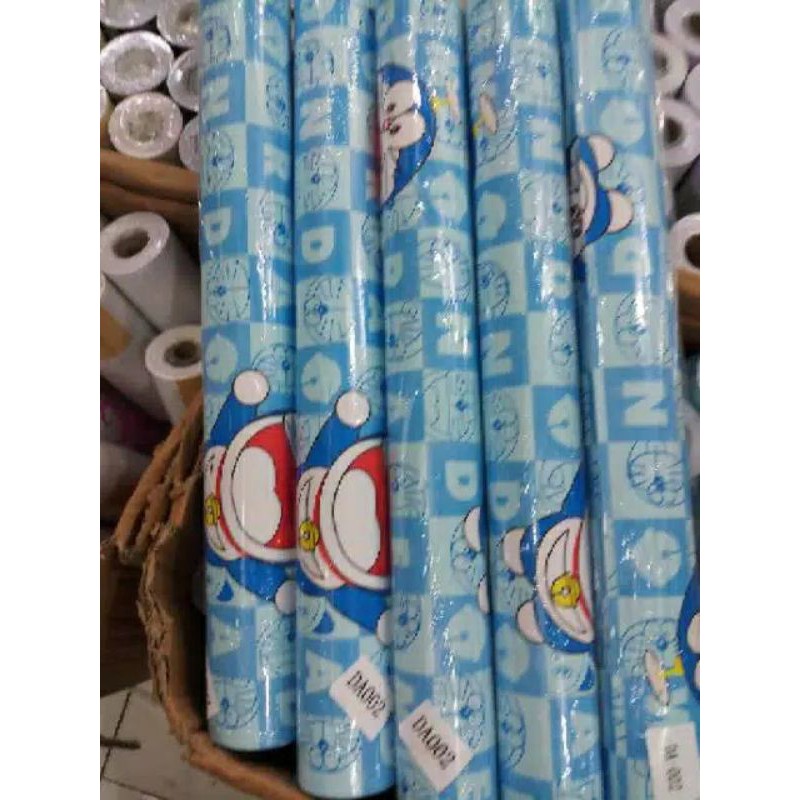 Wallpaper Stiker Dinding Motif Doraemon Kotak Ukuran 10m x 45cm