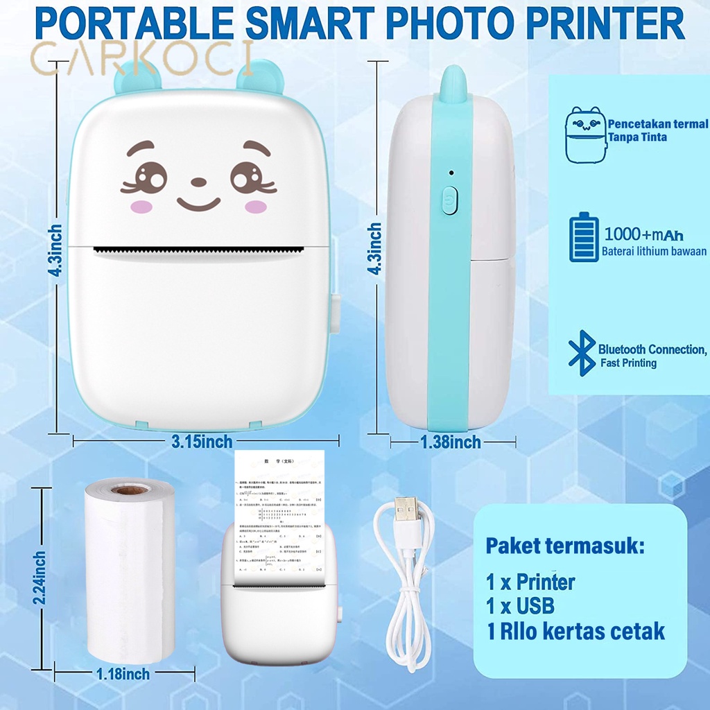 Mini Thermal Printer Bluetooth Wireless Portable/ Photo Label Memo Receipt Paper Pocket Thermal