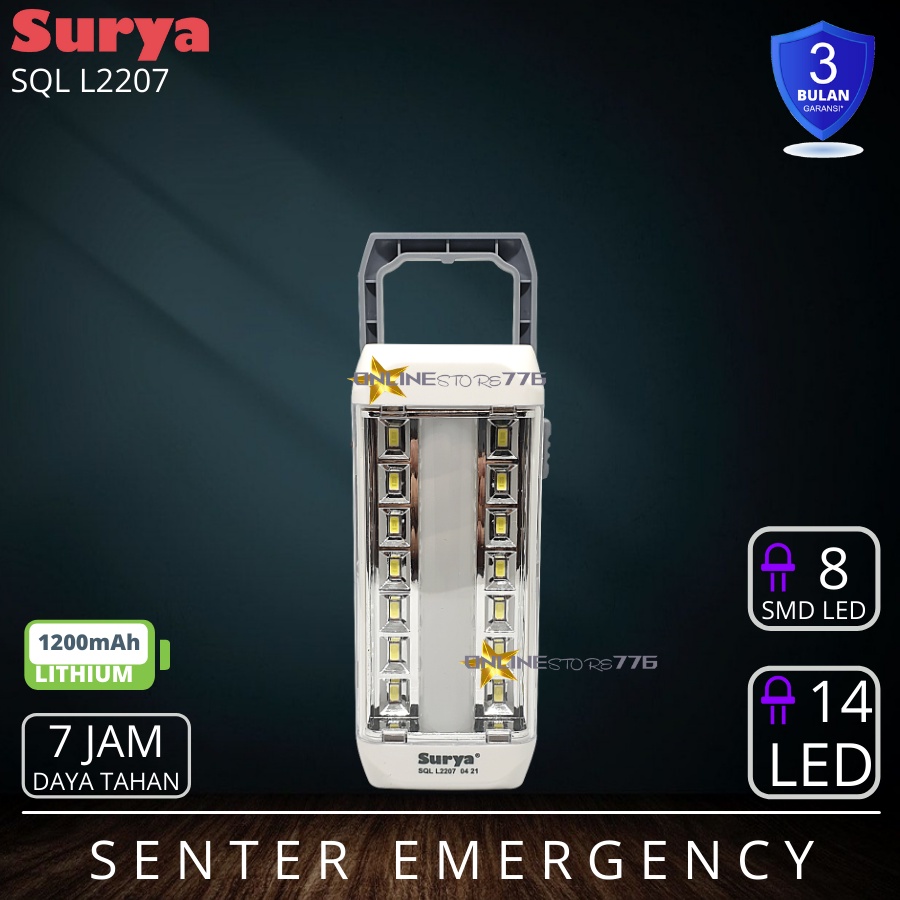 LAMPU EMERGENCY DARURAT LED SURYA SQL L2207 / LAMPU DARURAT SURYA SQL L2207 / RECHARGEABLE