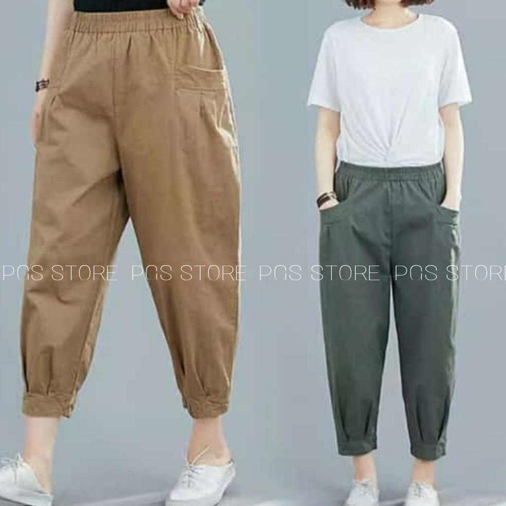 [BIT.26Au22ᵟ] Mera Pants - Celana Wanita Korea Oversize Bahan Cotton Twill Stretch Premium / Celana 