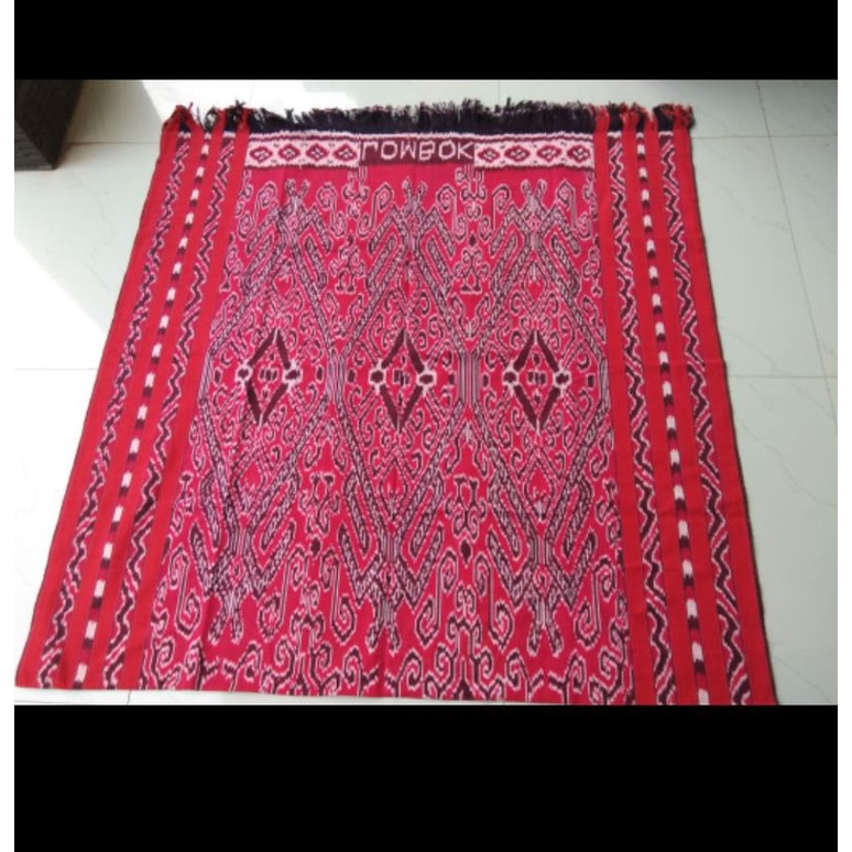 Kain Tenun Blanket Merah Motif Lombok Original