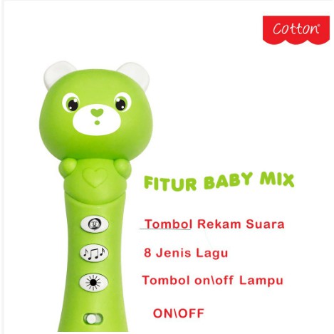 Cotton Newbie Tech Baby Mic Rekam Musik Bayi Efek Lampu GRATIS Baterai