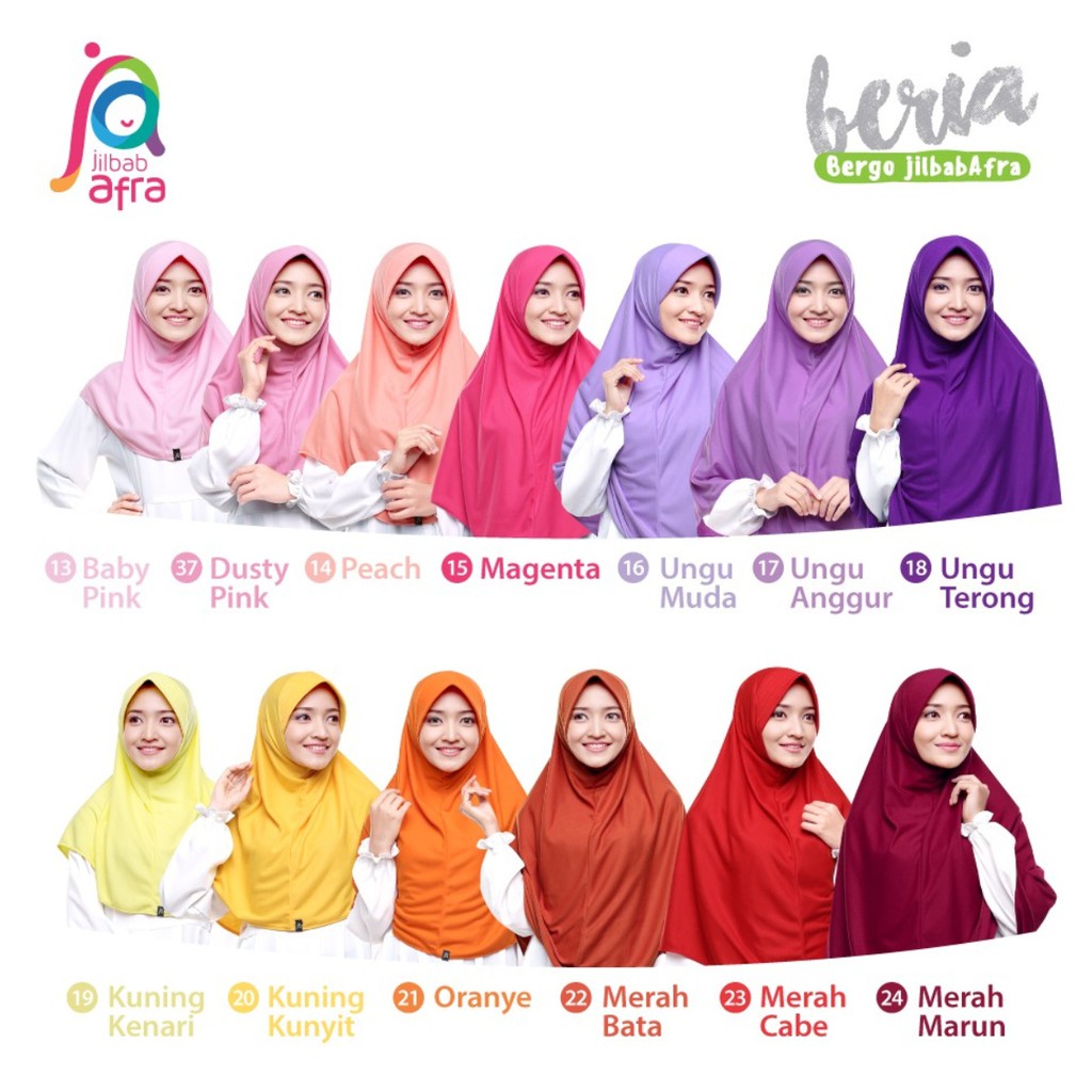 JILBAB BERIA SIZE XL - BERGO JILBAB AFRA - HIJAB INSTAN BAHAN KAOS, ADEM, LEMBUT &amp; NYAMAN