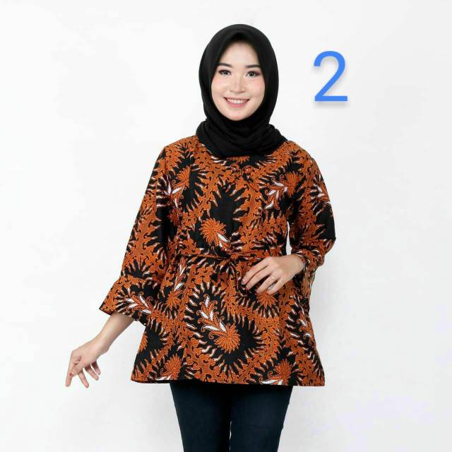 Batik Dolby Dolbi Dobby Doby Tenun Sutra Tulis Katun ATBM ATASAN blus BATIK WANITA sogan SRG308