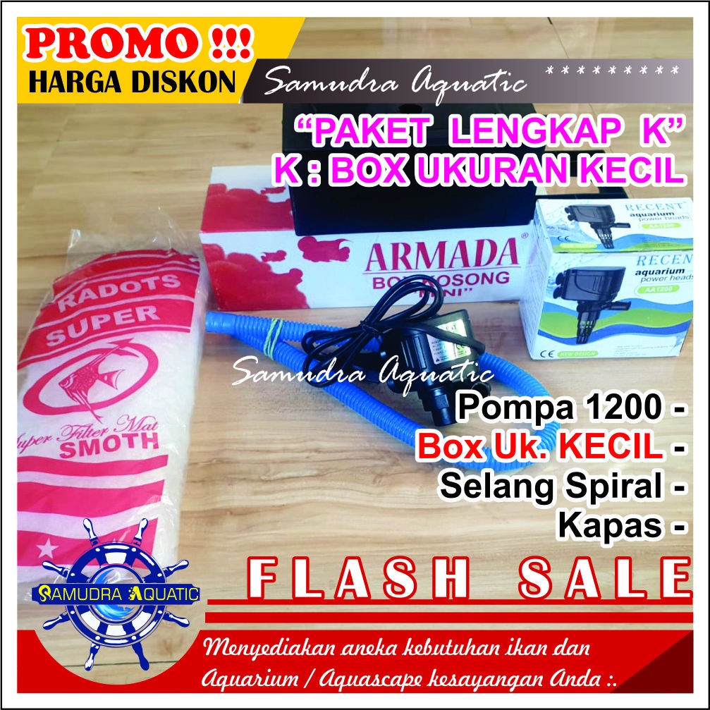 PAKET LENGKAP (K) KECIL 1200 Top Filter Aquarium KECIL &amp; Pompa Aquarium 1200 / HEMAT ENERGY (FREE Buble)