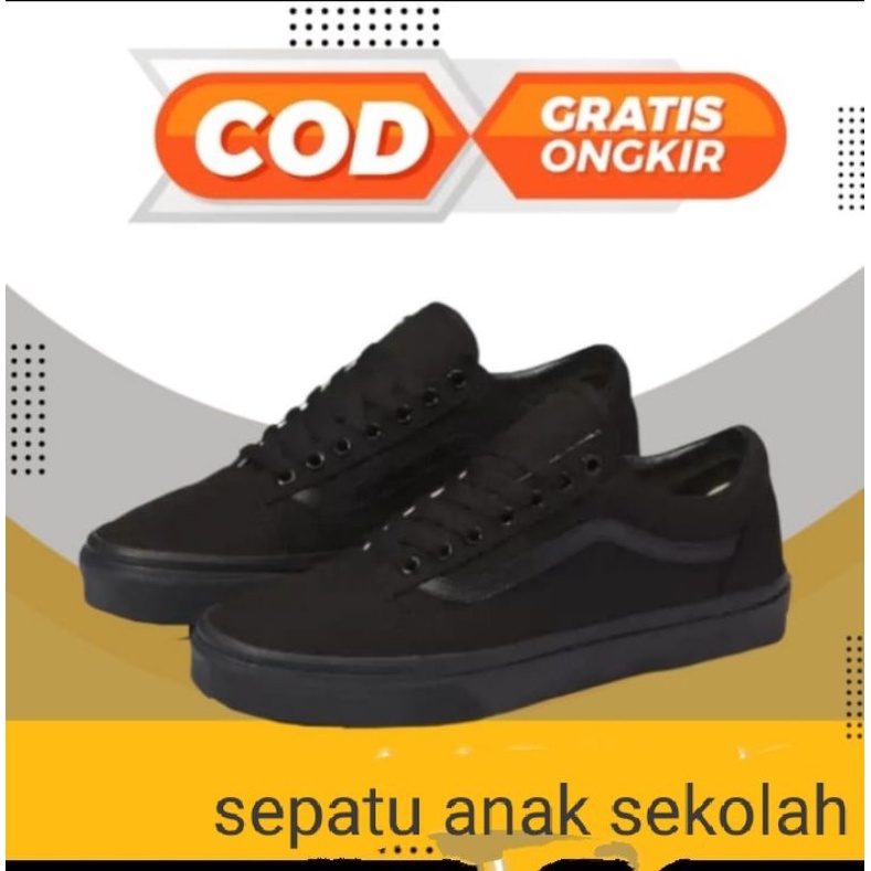 SEPATU VANS OLD SCHOOL SEPATU SNEAKERS PRIA WANITA SEPATU SEKOLAH HITAM  MURAH TANPA