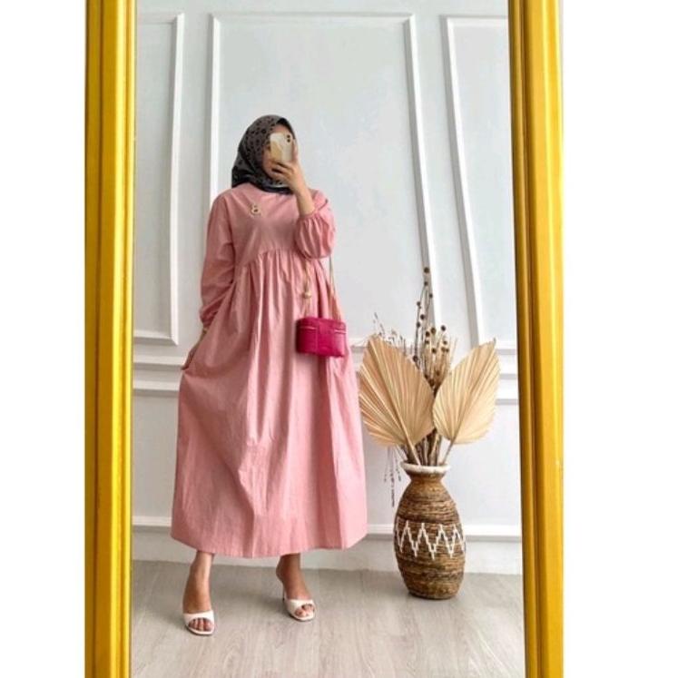 ➯ Long tunik jumbo import katun rayon twill motif polos busui friendly / Tunik wanita terbaru jumbo 