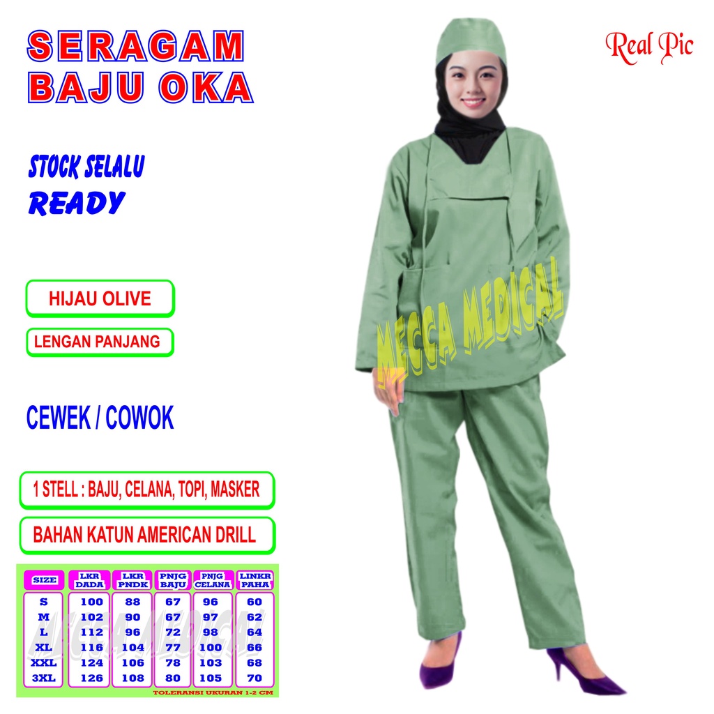 Baju Oka  Baju Jaga  Baju Perawat  Pria &amp; Wanita Lengan Panjang