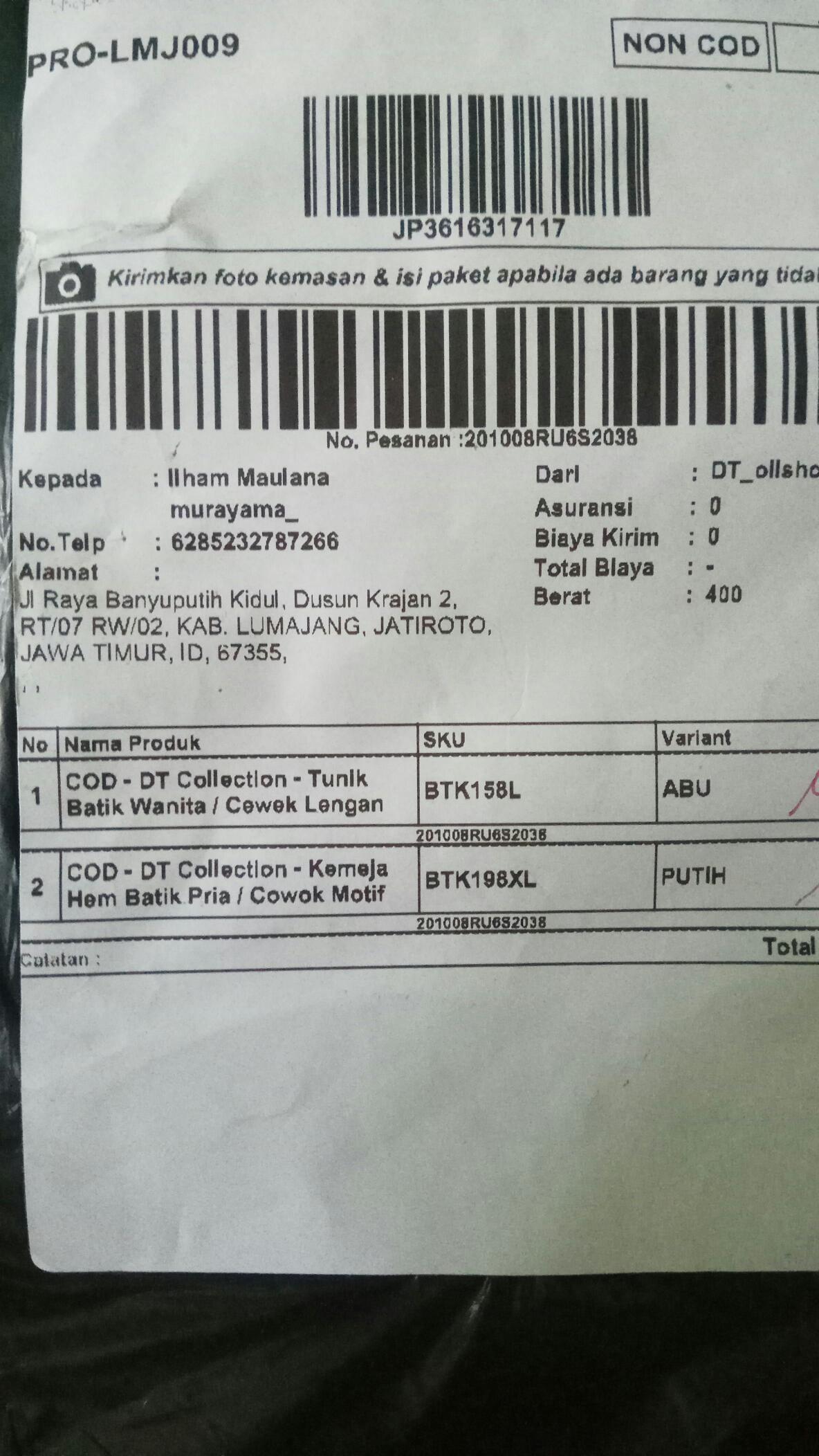 Cod - Dt Collection  - Tunik Batik Wanita  /cewek Lengan Serut Motif Morenaabu-abu