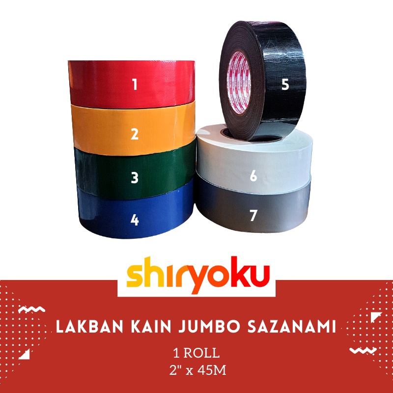 

Lakban Kain Hitam 2" Inch x 45m Sazanami Cloth Tape Warna 48mm Jumbo