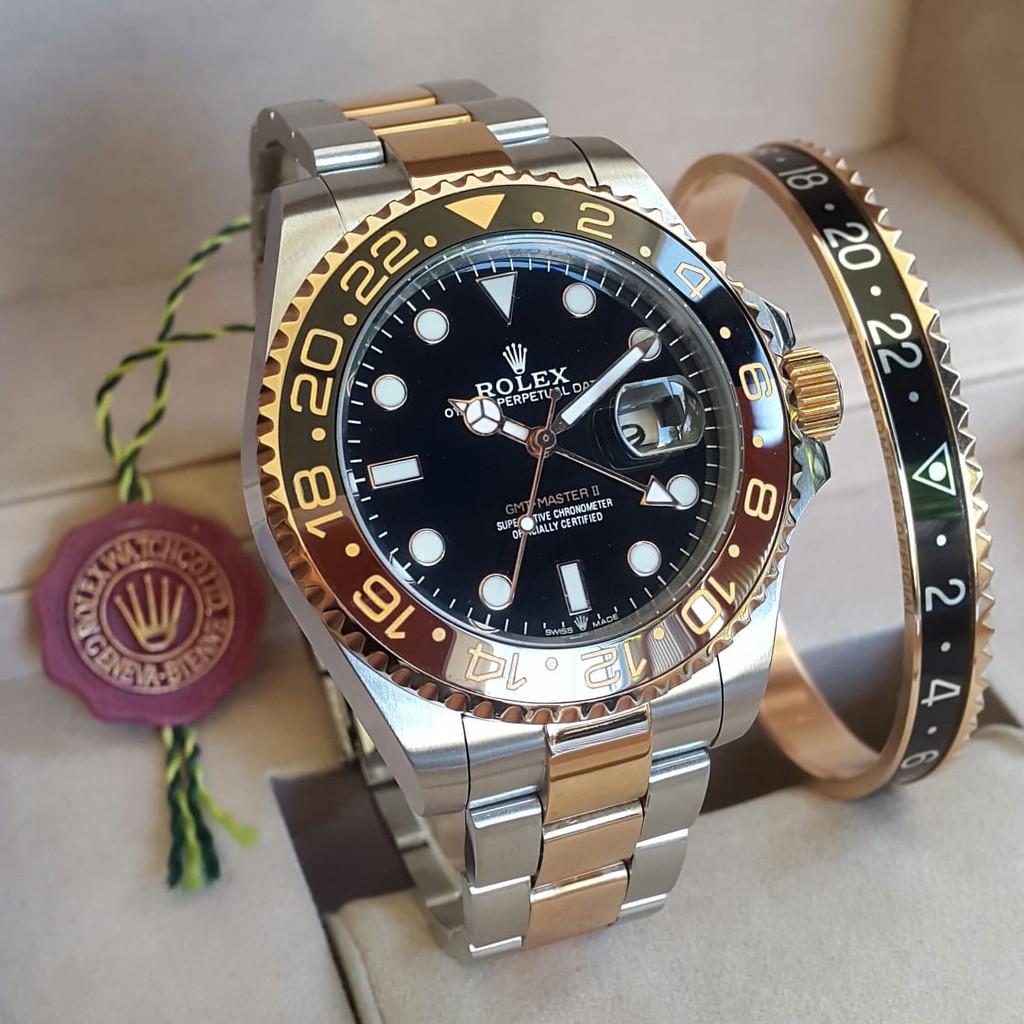 Big Sale Jam Rolex Rootbeer GMT Master II Spacial Edition Plus Gelang Ori Authentic Kaca Safir
