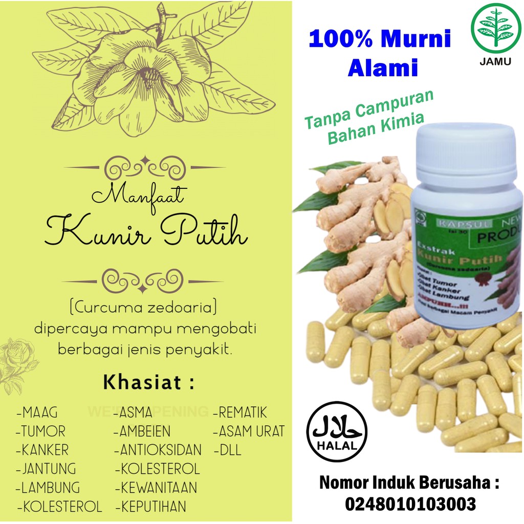 

OBAT KUNYIT PUTIH BUBUK MURNI ALAMI KUNIR PUTIH ORIGINAL KANKER TUMOR LAMBUNG MAAG PARU PARU DIET