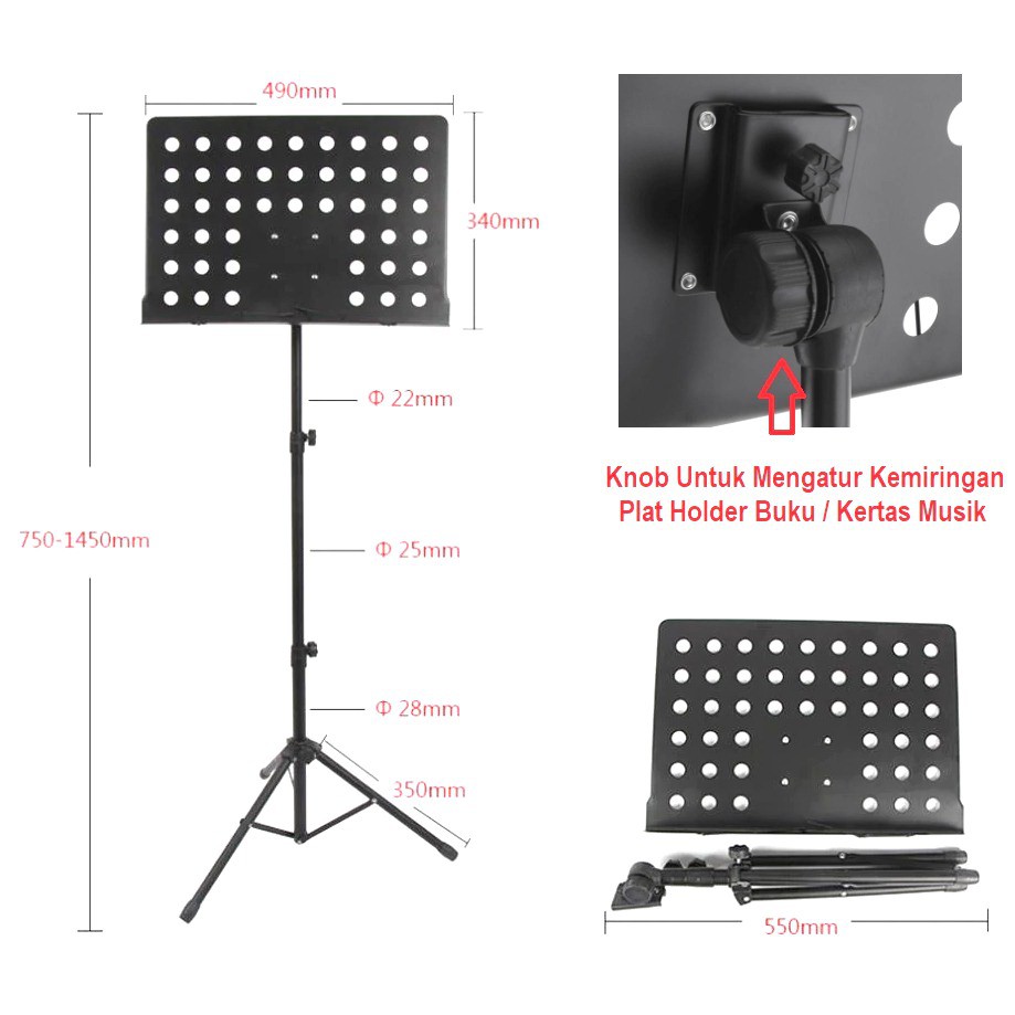 Music Book Sheet Tripod Stand Buku Partitur Piano Karaoke Gitar Viola