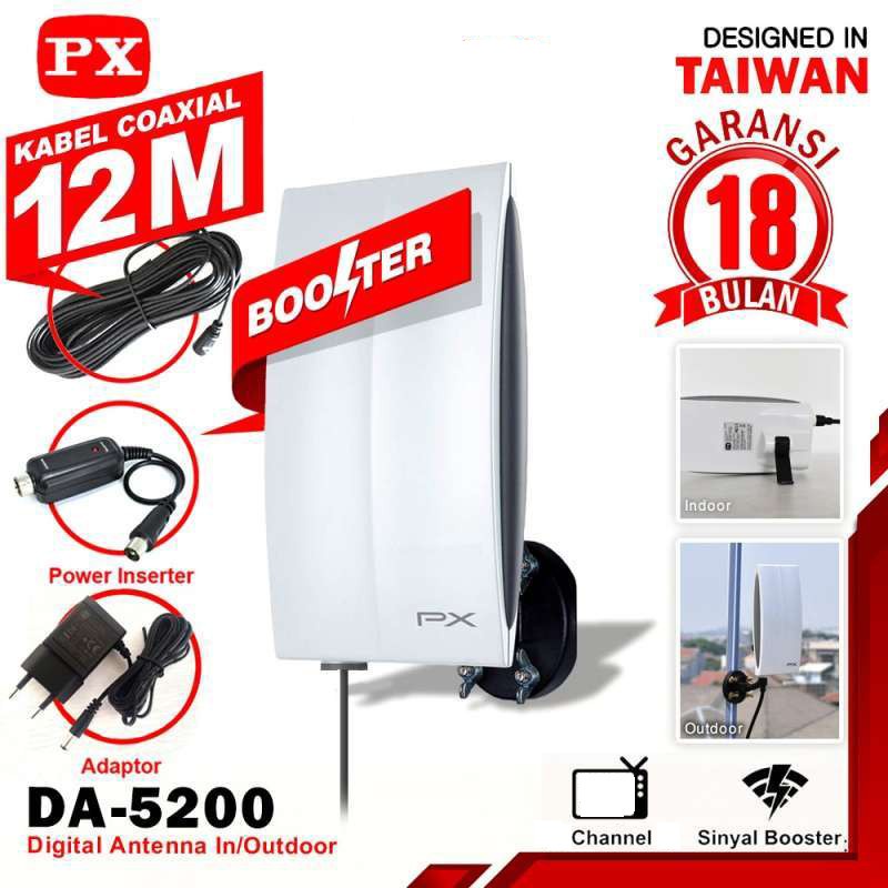 Trend-Antena TV Digital Analog PX DA 5200 Kabel 12M Booster Indoor-Outdoor